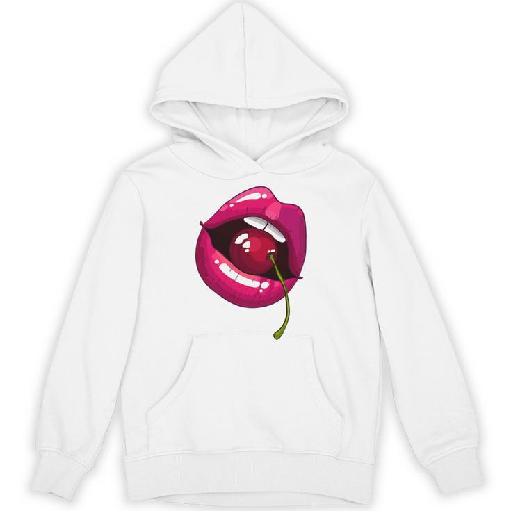 Rainbow Lips With a Cherry In The Mouth 80s Nostalgia Premium Tri-Blend Unisex Hoodie