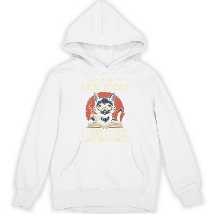 i Read Books And i Know Things Cat Reading Cat Coffee Books Unisex Hoodie