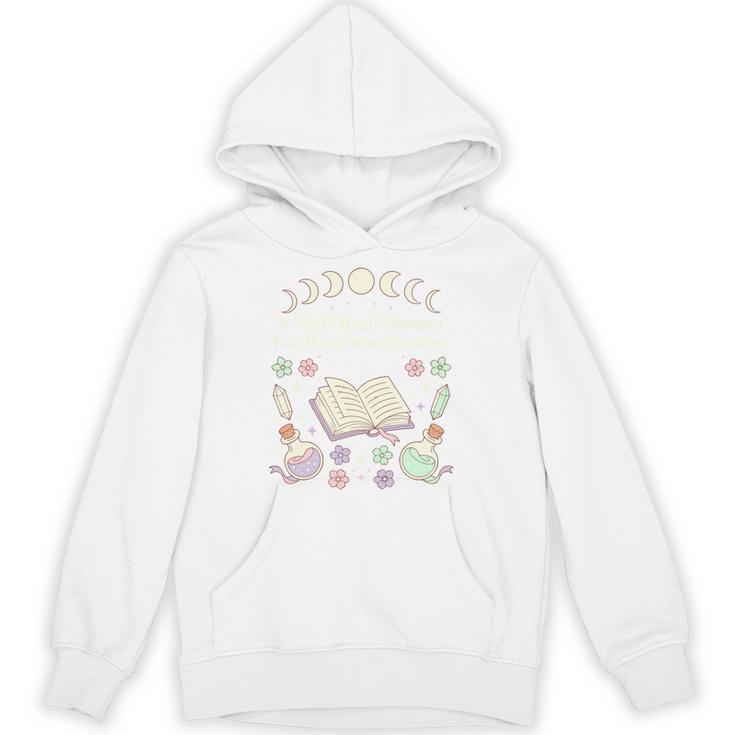 Well Read Woman Literature Quote Celestial Book Floral Unisex Hoodie