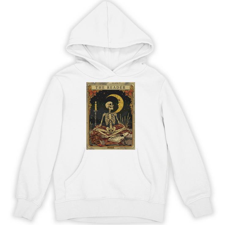 The Reader Tarot Card Book Lover Skeleton Art Goth Style Unisex Hoodie