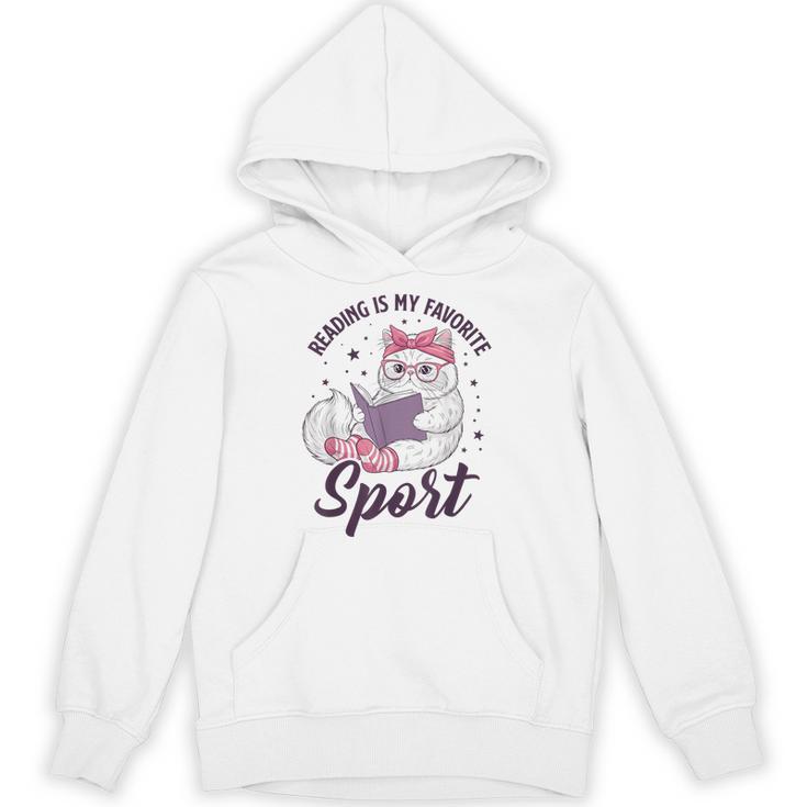Reading Is My Favorite Sport Saying Cat And Book Lover Unisex Hoodie