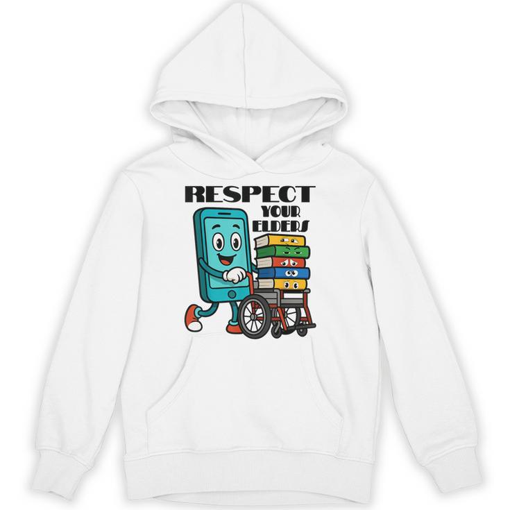 Respect Elders Cellphone Pushing Books In a Wheelchair Unisex Hoodie