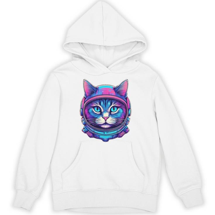 Retro 80s Cat In Space Suit Nostalgia Cat Vintage Astronaut Unisex Hoodie