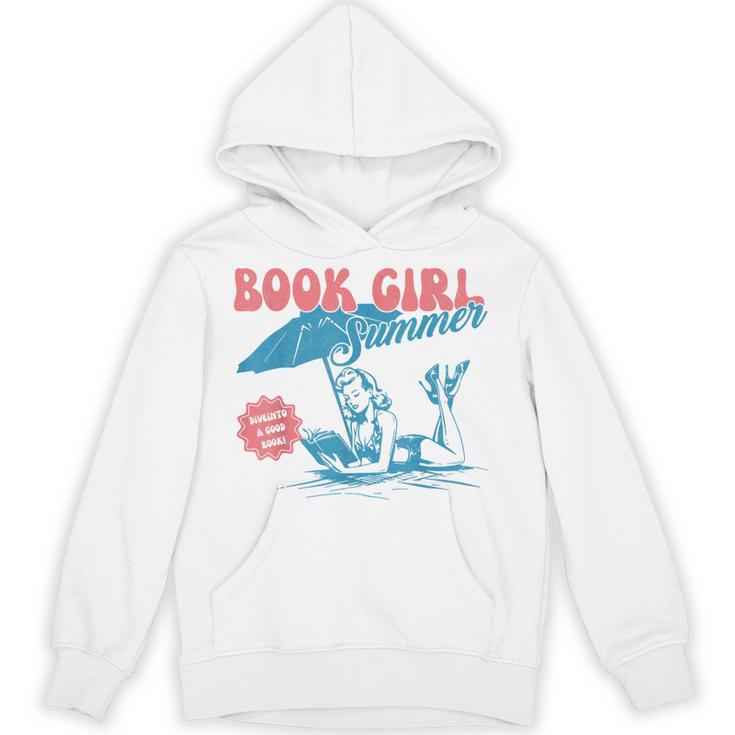 Retro Book Girl Summer Beach Vacation For Book Lover Unisex Hoodie