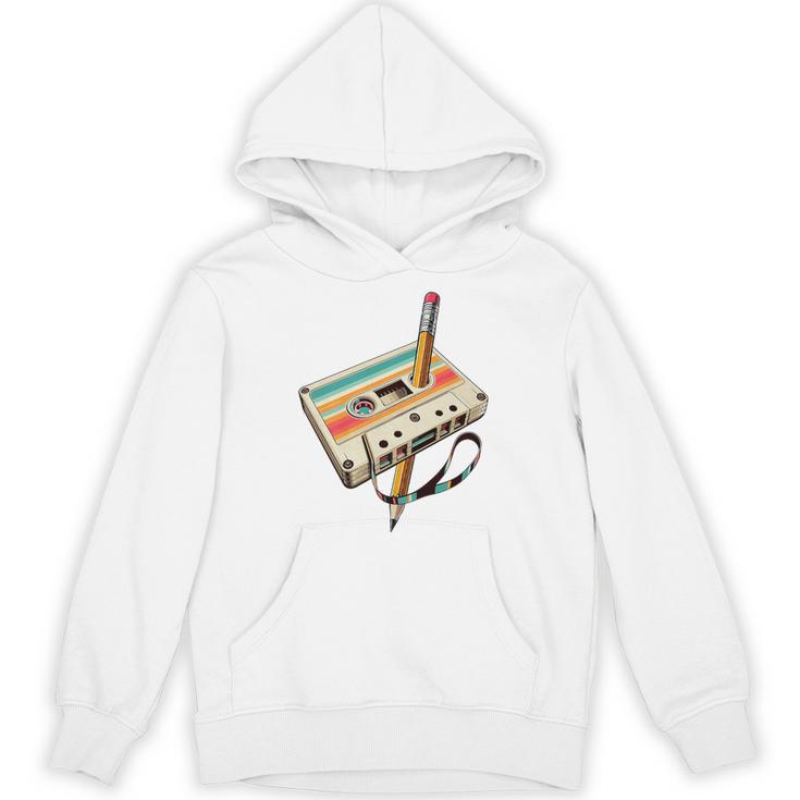 Retro Cassette Tape & Pencil Rewind Nostalgia Party 80s 90s Premium Unisex Hoodie