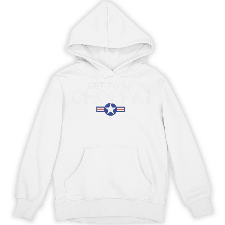 Retro Get To Da Choppa Shirt 80s Movie Nostalgia Tee Premium Tri-Blend Unisex Hoodie