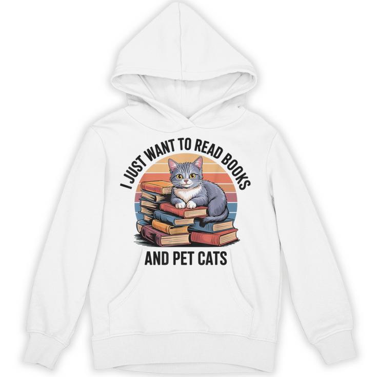 Retro I Just Want To Read Books And Pet Cats Cat Unisex Hoodie
