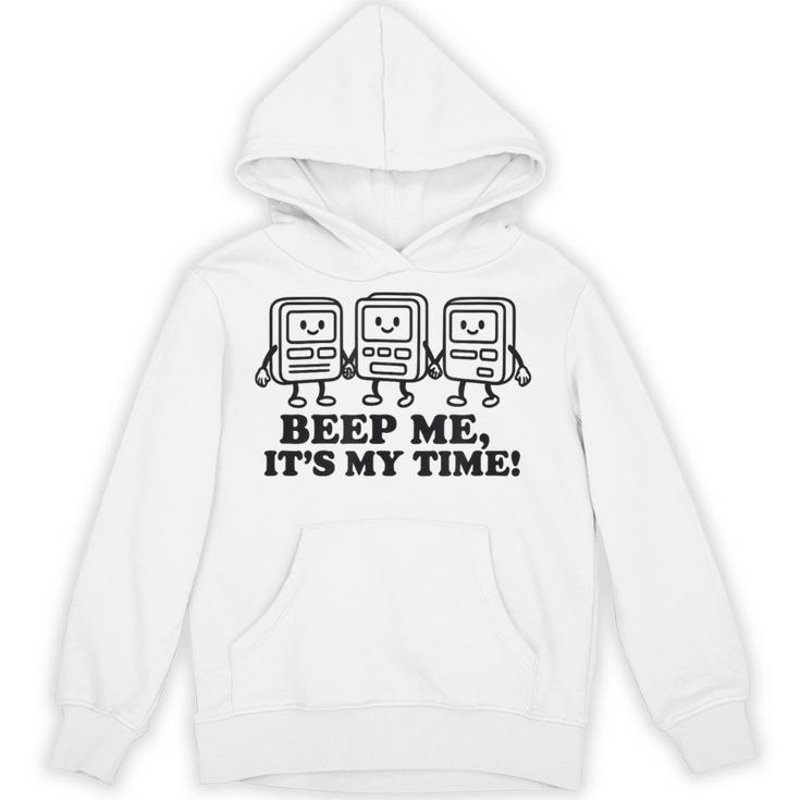 Retro Pager Squad Minimalist Monochrome Cartoon Nostalgia Unisex Hoodie