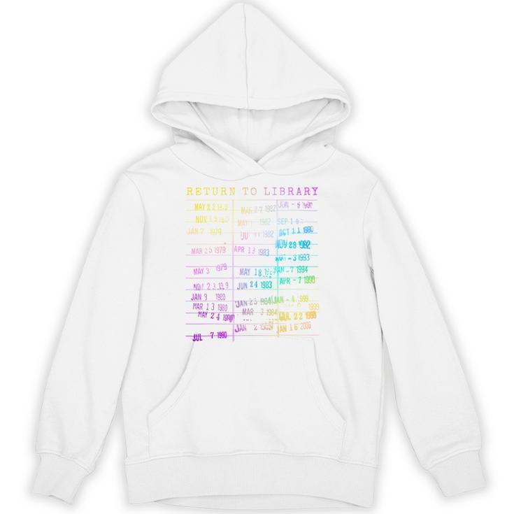 Return To Library Card Book Due Date Bookish Rainbow Reading Unisex Hoodie