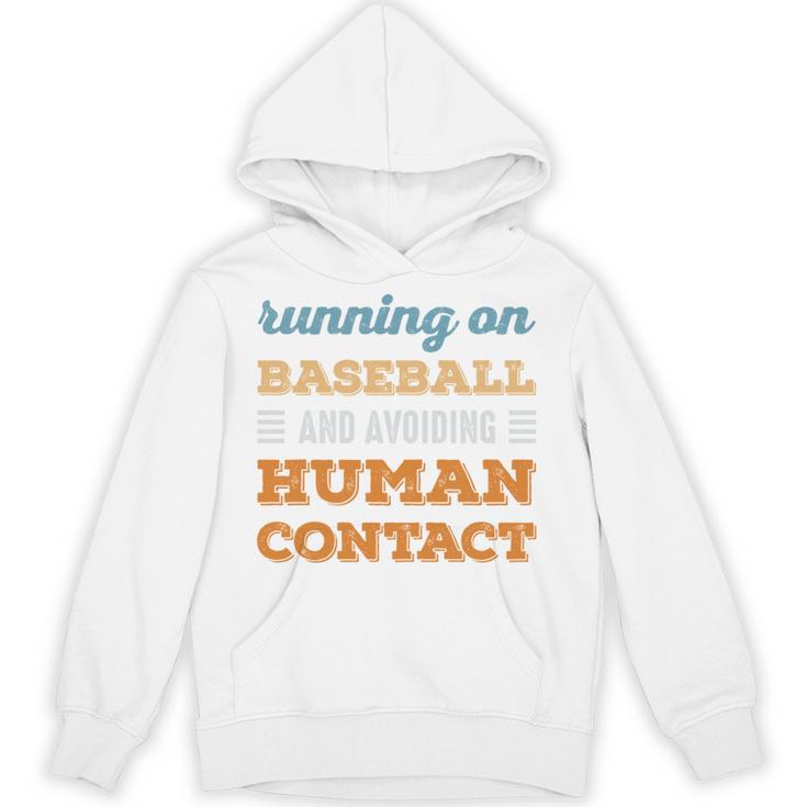 Running On Baseball Social Introvert Humor Vintage Unisex Hoodie
