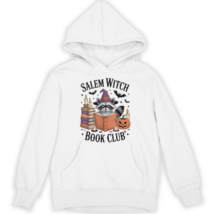 Salem WItch Book Club Halloween Raccoon Witch Reading Book Unisex Hoodie