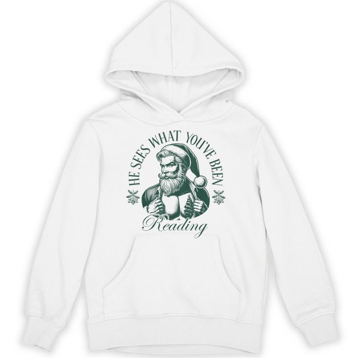 He Sees What You'Ve Been Reading Bookish Christmas Unisex Hoodie