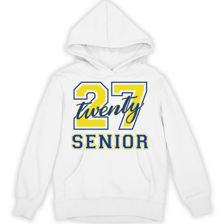 Senior Class Of 2027 Graduation Yellow And Blue On The Back Premium Tri-Blend Unisex Hoodie