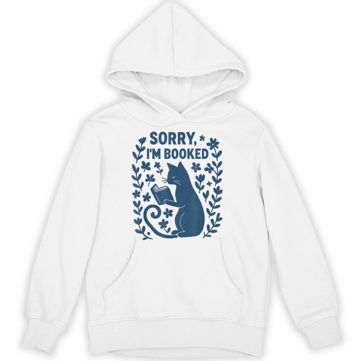 Sorry I'm Booked Cat Reading Book Boho Flowers Vintage Unisex Hoodie