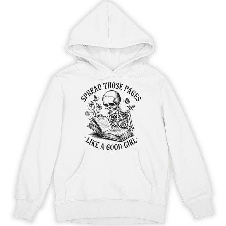 Spread Those Pages Like A Good Girl Skeleton Floral Book Unisex Hoodie