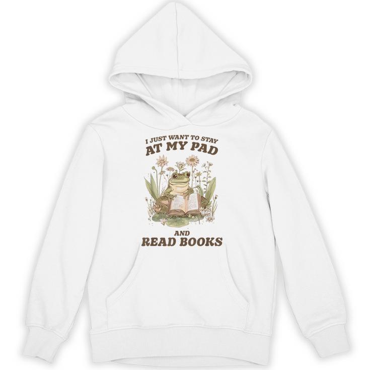 Stay At My Pad And Read Books Frog Introvert Reading Unisex Hoodie