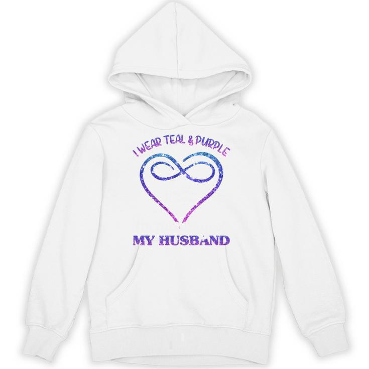 Suicide Prevention Shirt Teal & Purple In Memory Of Husband Unisex Hoodie