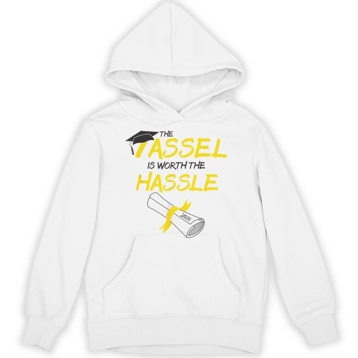 Tassel Worth The Hassle 2018 Graduation Quote Ylw Unisex Hoodie