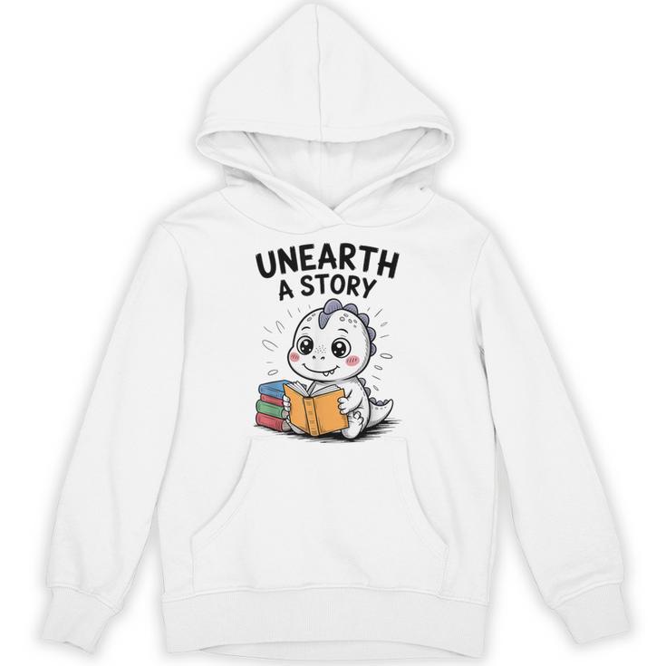 Unearth a Story Cute Dinosaur Summer Reading 2026 Dino Book Unisex Hoodie