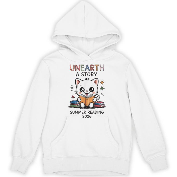 Unearth a Story Cute Kitten Summer Reading 2026 Cat Book Unisex Hoodie