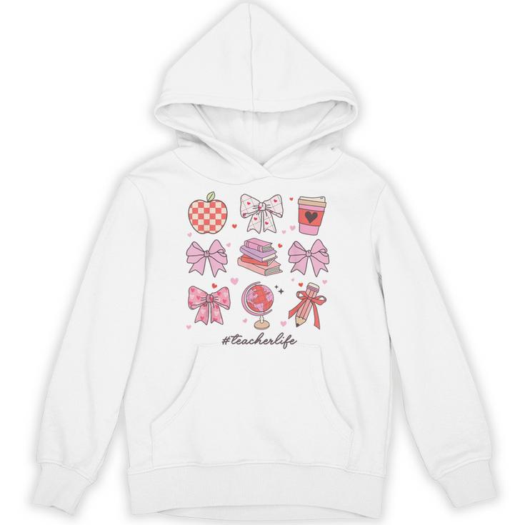Valentine Teacher Cute Bows Apple Globe Pencil Books Art Unisex Hoodie