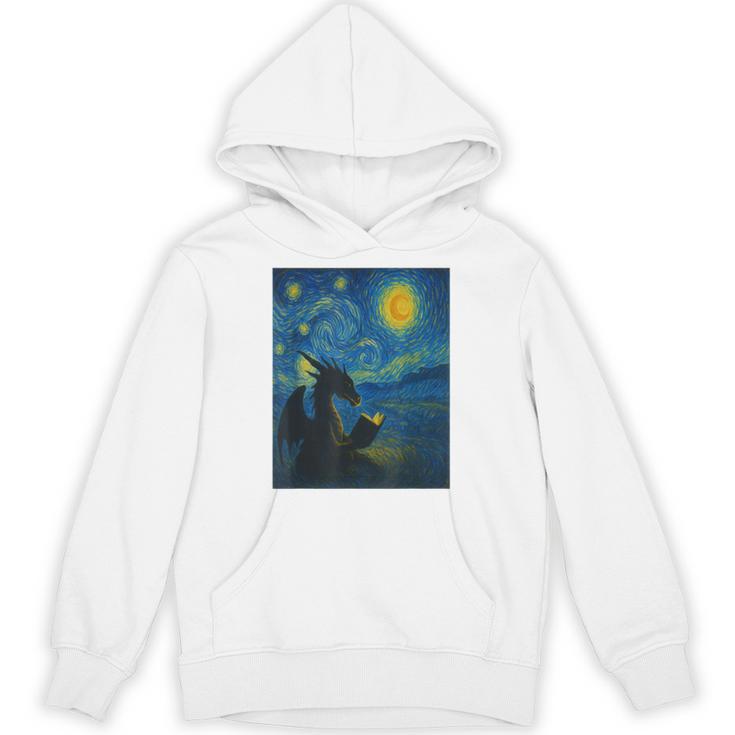 Van Gogh Starry Night Fantasy Reader Dragon Reading Book Unisex Hoodie