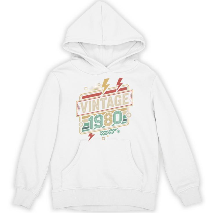 Vintage 1980 Retro Badge Decade Nostalgia Graphic Emblem Premium Tri-Blend Unisex Hoodie