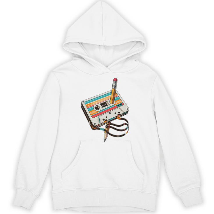 Vintage Cassette Tape And Pencil Nostalgia Party 70s 80s 90s Premium Unisex Hoodie
