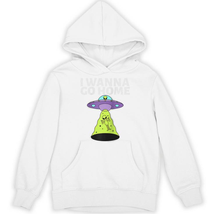 I Wanna Go Home Introvert UFO UAP Flying Saucer Trippy Alien Raglan Baseball Tee Unisex Hoodie