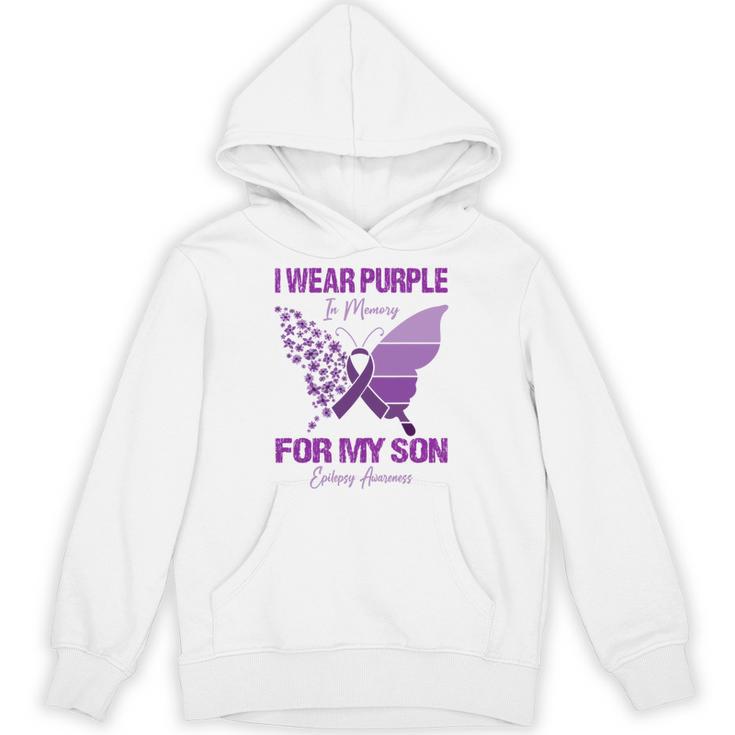 I Wear Purple In Memory For My Son Epilepsy Awareness Ribbon Unisex Hoodie