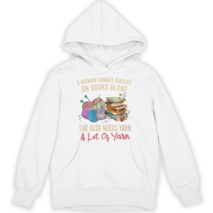 A Woman Cannot Survive On Books Alone She Needs Yarn Crochet Premium Tri-Blend Unisex Hoodie