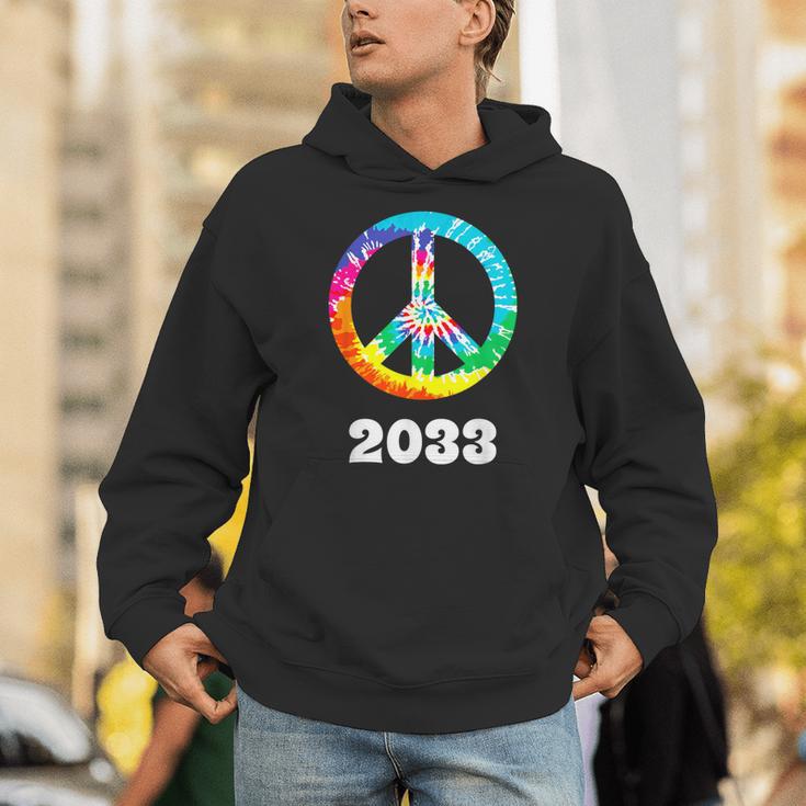2033 Graduation Class Year Tie Dye Peace Sign Unisex Hoodie
