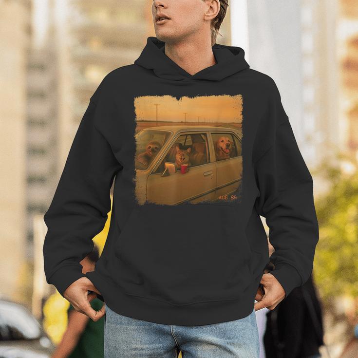 90s Roadtrip Animals Photo Cat Sloth Dog Retro Nostalgia Unisex Hoodie 90s Roadtrip Animals Photo Cat Sloth Dog Retro Nostalgia Unisex Hoodie