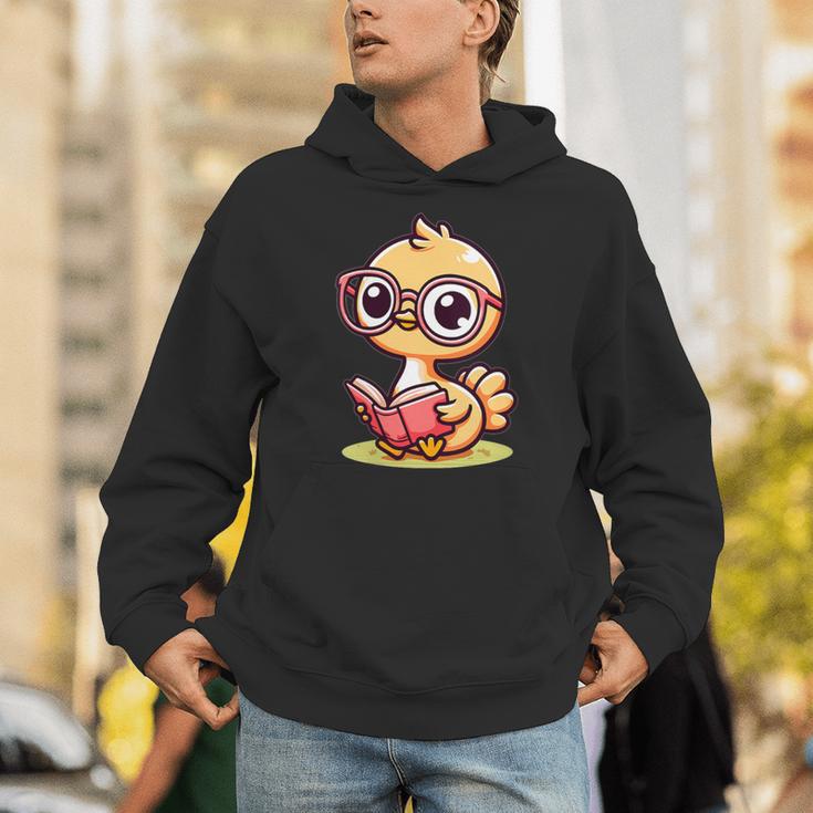 Adorable Book Lover Ostrich With Reading Glasses Cute Unisex Hoodie