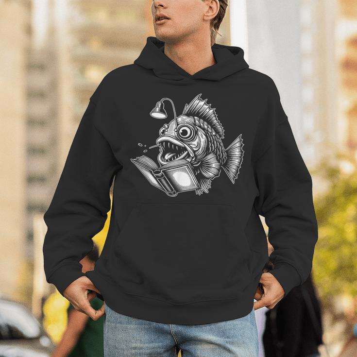 Anglerfish Reading Book Art Unisex Hoodie