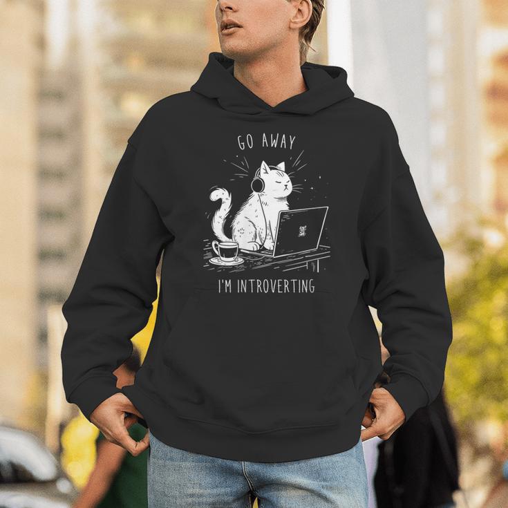 Antisocial Introvert Cat With Coffee On Computer Emo Goth Unisex Hoodie Antisocial Introvert Cat With Coffee On Computer Emo Goth Unisex Hoodie