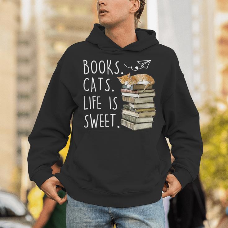 Book Lovers Books Cats Life Is Sweet Cat Lovers Unisex Hoodie
