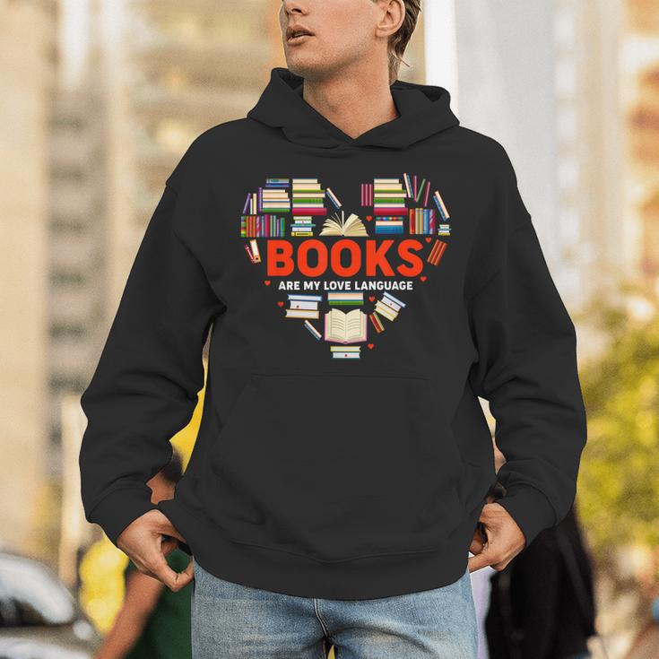 Books Heart Valentines Day Books Are My Love Language Unisex Hoodie