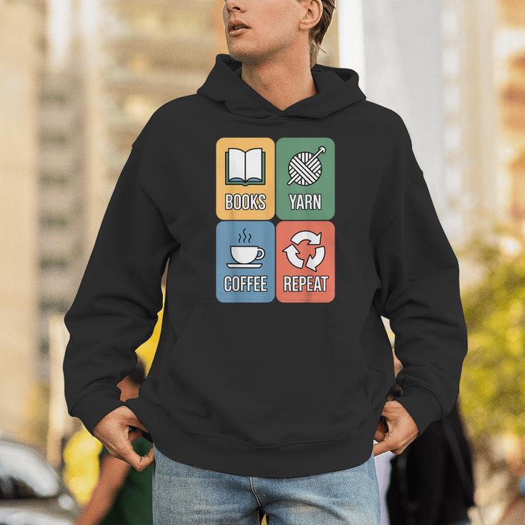 Books Yarn Coffee Repeat Crocheting Unisex Hoodie