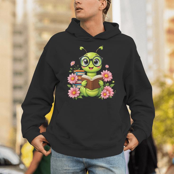 Bookworm Costume Kawaii Reading Worm For World Book Day Unisex Hoodie