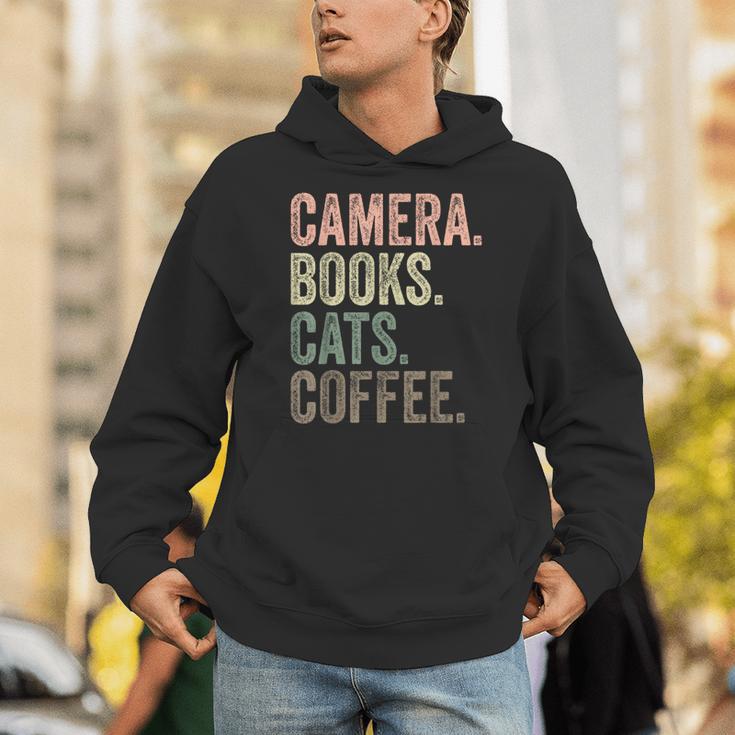 Camera Books Cats And Coffee Lover Photography Men Women Unisex Hoodie
