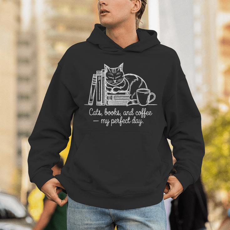 Cats Books And Coffee – My Perfect Day Cat Lover Unisex Hoodie