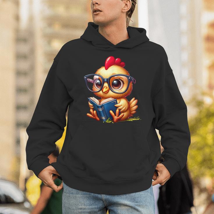 Chicken Reading a Book Farm Animal Chick Unisex Hoodie