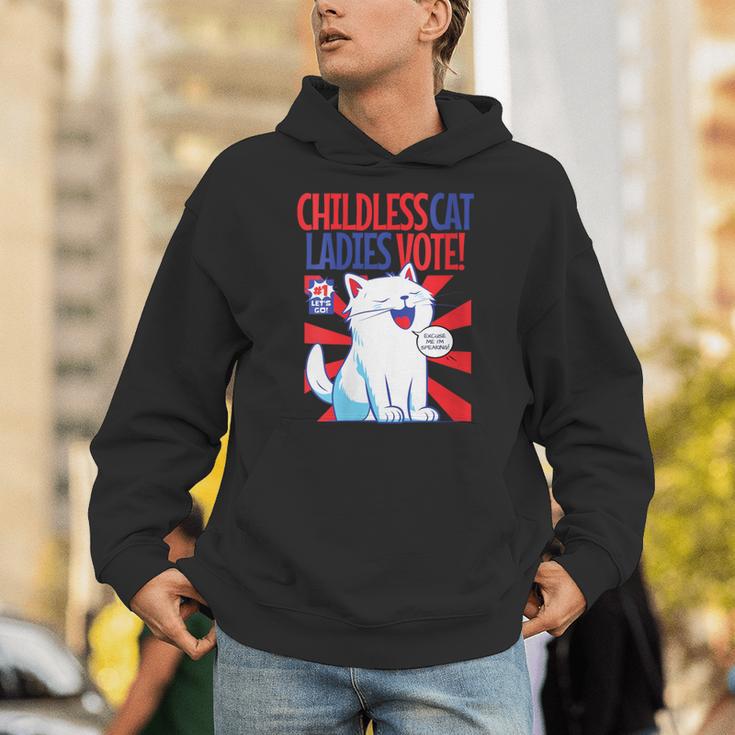 Childless Cat Ladies Vote Kamala Harris Cute Comic Book Cat Unisex Hoodie