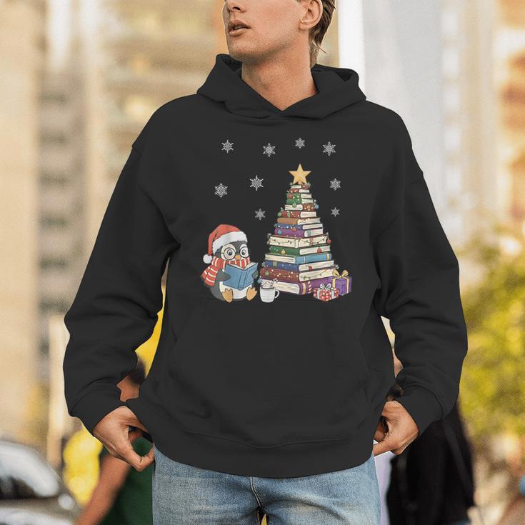 Christmas A Penguin Reading Book Snowflake Cocoa Hot Teacher Unisex Hoodie