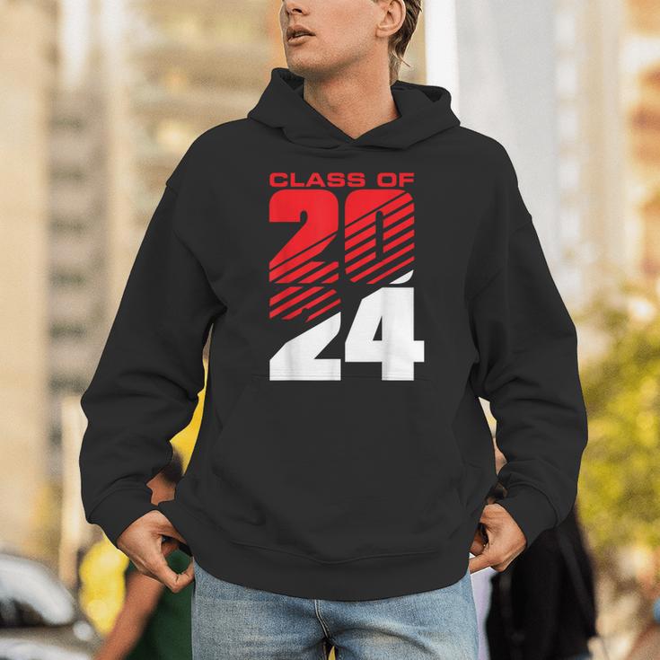 Class Of 2024 High School Senior Graduation Red Sports Style Unisex Hoodie