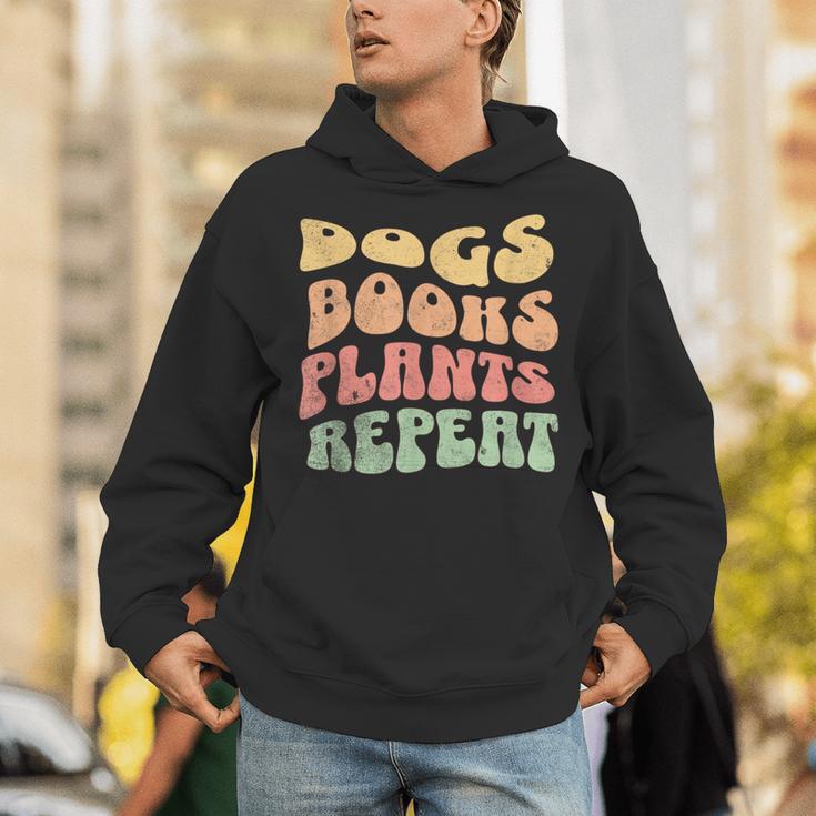 Colorful Dogs Books Plants Repeat Unisex Hoodie