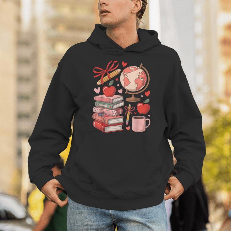 Coquette Teacher School Supplies Bows Books Globe Apple Cute Unisex Hoodie
