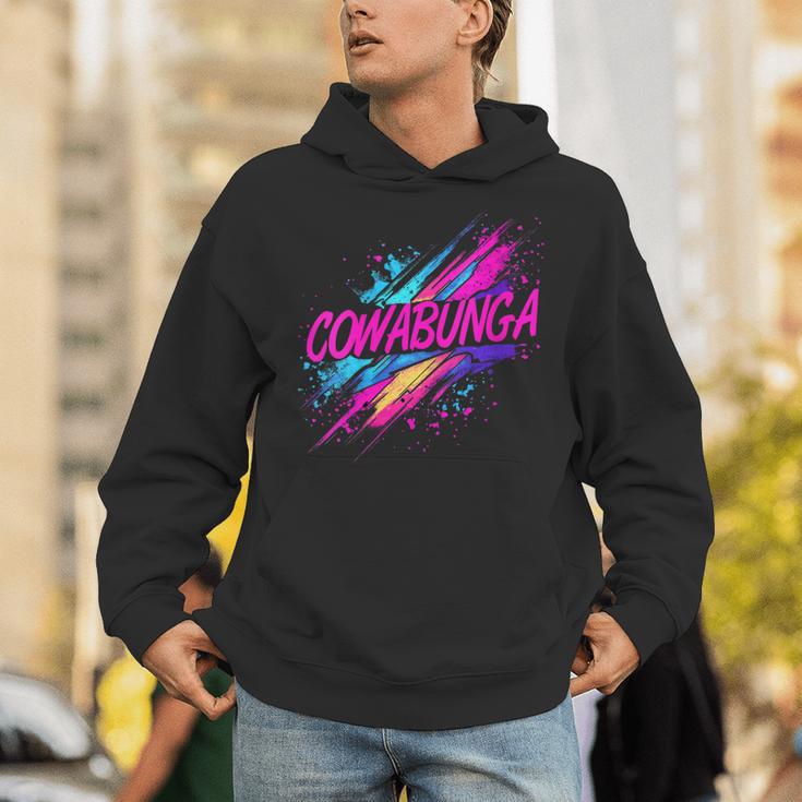 Cowabunga Retro 80s 90s Nostalgia Slang Neon Grunge Art Unisex Hoodie Cowabunga Retro 80s 90s Nostalgia Slang Neon Grunge Art Unisex Hoodie