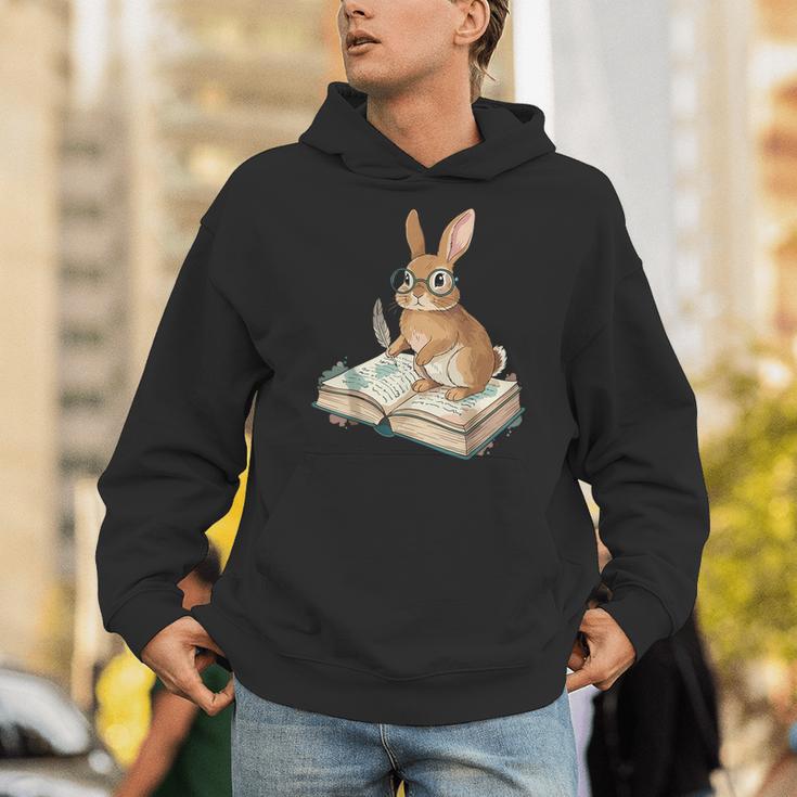 Cute Bunny Reading Book Glasses Bookworm Unisex Hoodie